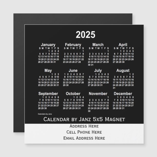 2025 Neon White Business Calendar by Janz (Front/Back)