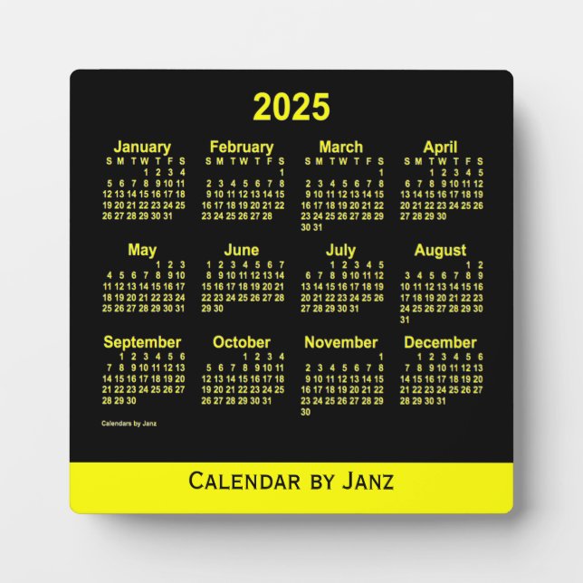 2025 Neon Yellow Desk Calendar by Janz Plaque (Front)