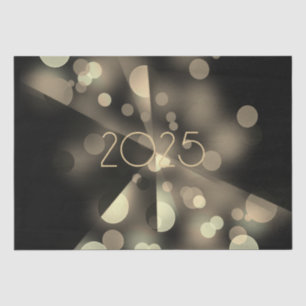 2025 new year with golden bubbles tissue paper
