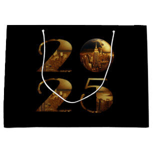 2025 New Year's-Ball-NYC Gold- Large Gift Bag