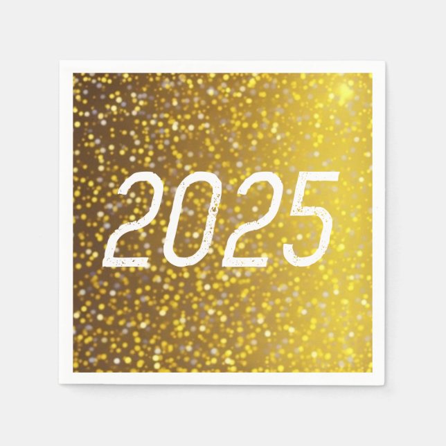 2025 New Years Eve Celebration Party Gold Napkin (Front)