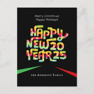 2025 New Year's Eve Modern Elegant Personalized Holiday Postcard