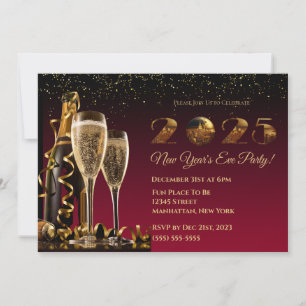 2025 New Year's Eve Party-Ball-NYC-Red Invitation
