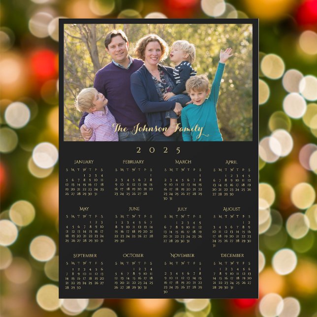 2025 Nom de famille Calendrier photo Carte personn (2025 Family Name Photo Calendar Personalized Card)