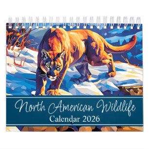 2025 North American Wildlife Two Page Small Calendar