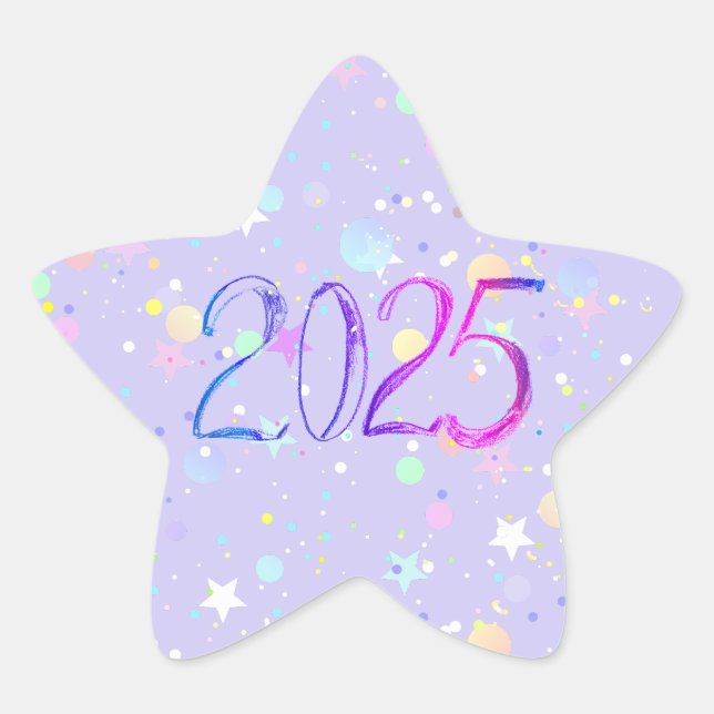 2025 number new year drawing star sticker (Front)