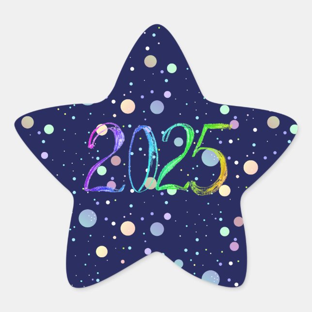 2025 number new year drawing star sticker (Front)