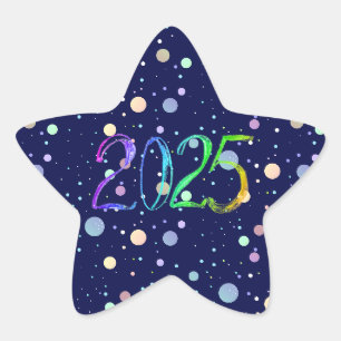 2025 number new year drawing star sticker