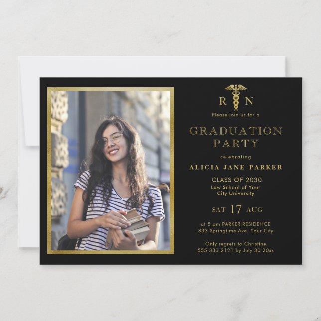 2025 Nursing school graduation modern photo Invitation (Front)