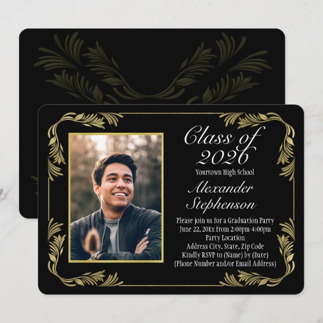 2025 Ornate Border Formal Graduation Photo Invitation (Front/Back)