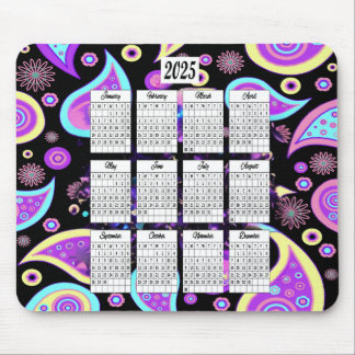 2025 Paisley Design Calendar Mouse Pad