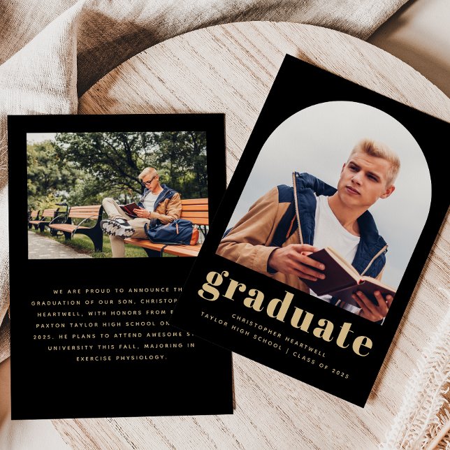 2025 Photo Arch Classic Black Gold Graduation Announcement (Creator Uploaded)
