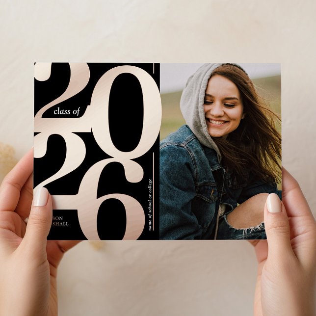 2025 Photo Black Rose Gold Graduation Announcement (Creator Uploaded)