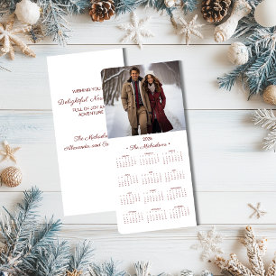 2025 Photo Calendar 4x9 Red/White Holiday Card