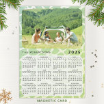 2025 Photo Calendar Magnet Family Name Green<br><div class="desc">Create a unique magnetic 2025 photo calendar for a fridge by uploading a personal picture and typing your family name or another text. This calendar has a stylish green spots background. Click "Personalize" ("View Product Details" / "Personalize") and change the picture to get the result with the same stylish frame-look...</div>