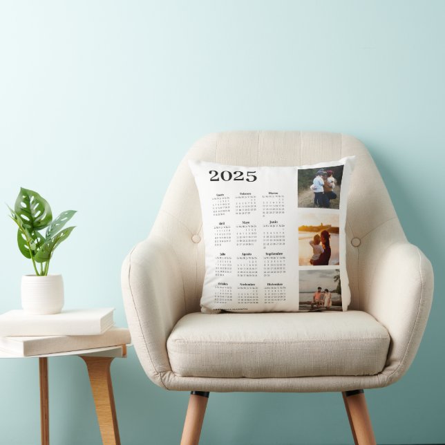 2025 Photo Calendar Throw Pillow (Chair)
