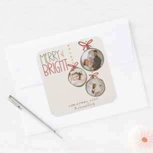 2025 Photo Family Christmas Card Square Sticker