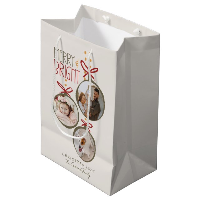 2025 Photo Family Christmas Card Thank You Favours Medium Gift Bag (Front Angled)