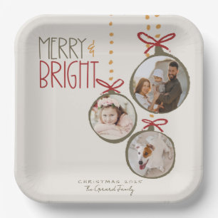 2025 Photo Family Christmas Card Xmas Party Paper Plate