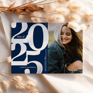 2025 Photo Navy Silver Graduation Announcement