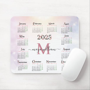 2025 Pink Floral Calendar Custom Photo Mouse Pad