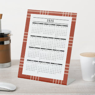2025 Plaid Stand-Up Calendar – Year-at-a-Glance Pedestal Sign