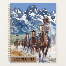 2025 Planificateur avec un thème western cowgirl.