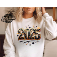 2025 Png, Sublimation Design, Gold Black Glitter