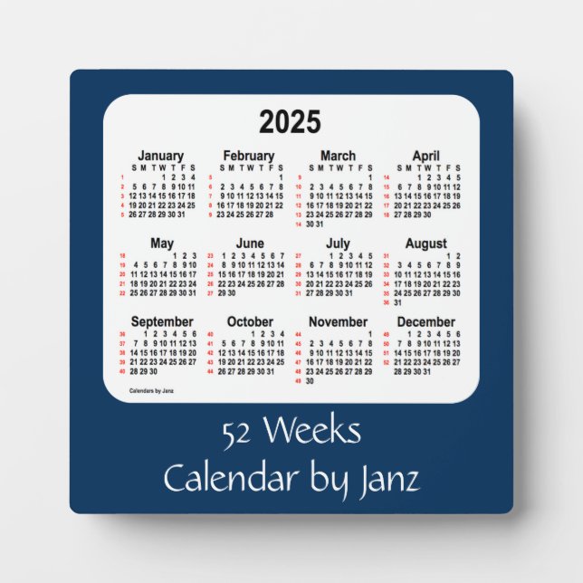 2025 Police Box Blue 52 Weeks Calendar by Janz Plaque (Front)