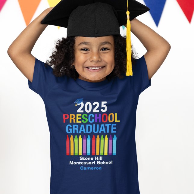2025 Preschool Graduate Personalized Blue Kids T-Shirt (Creator Uploaded)