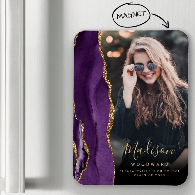 2025 Purple Agate Photo Graduation Announcement Magnet (Creator Uploaded)