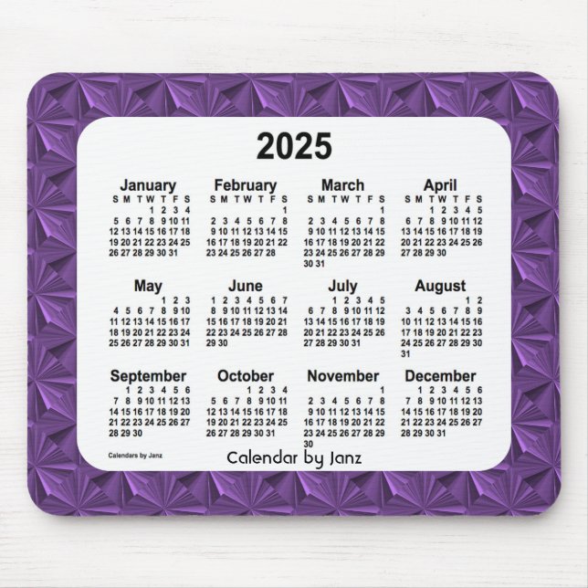 2025 Purple Diamonds Calendar by Janz Mouse Pad (Front)