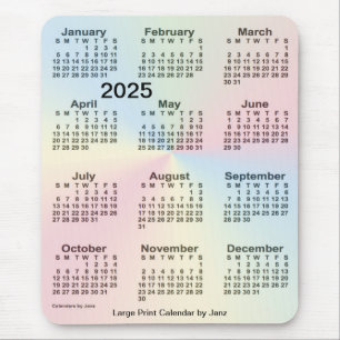 2025 Rainbow Cloud Large Print Calendar by Janz Mouse Pad