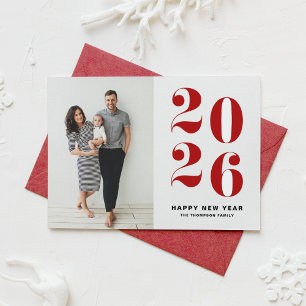 2025 Red Bold Typography New Year Photo Holiday Card