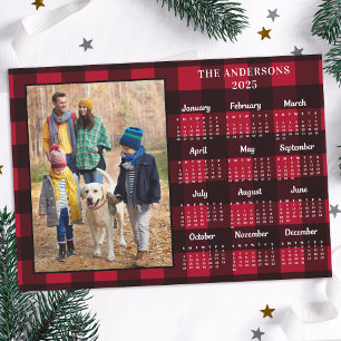 2025 Red Buffalo Plaid Personalized Photo Calendar