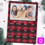 2025 Red Buffalo Plaid Photo Calendar Magnet Card<br><div class="desc">2025 Photo Calendar Cards - Send New Year Greetings or include in your Christmas cards, these 5x7 photo calendar cards are perfect as Christmas and New Year cards to family and friends. Perfect to highlight or circle special family dates, anniversaries, birthdays, and reunions. Personalize these full year photo calendar cards...</div>