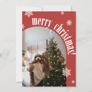 2025 red Retro Merry Christmas Glitter Photo Card