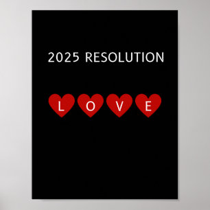 2025 RESOLUTION LOVE Red hearts Wall art         