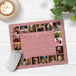 2025 Rose Pink Multiple Photo Collage Calendar Mouse Pad<br><div class="desc">🌟2025 Rose Pink Multiple Photo Collage Calendar Mouse Pad featuring a simple, minimalist year-at-a-glance calendar and 18 of your favourite photos. All the colours are all customizable. Makes a great gift for grandparents, parents, aunts, uncles, godparents, and more! Please contact us at cedarandstring@gmail.com if you need assistance with the design...</div>