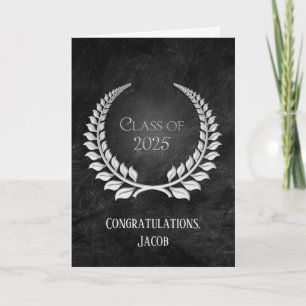 2025 Silver Graduation Laurel Wreath Leather Card