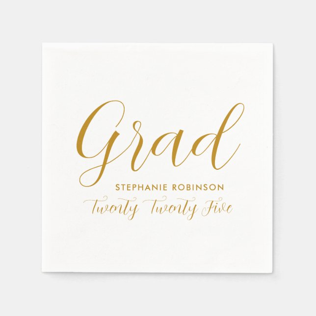 2025 Simple Gold Script Graduation Napkin (Front)