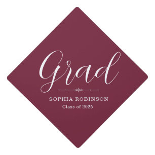 2025 Simple Modern Grad Maroon Graduation Cap Topper