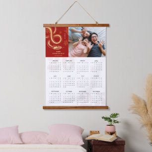 2025 Snake Zodiac Chinese New Year Calendar Hanging Tapestry