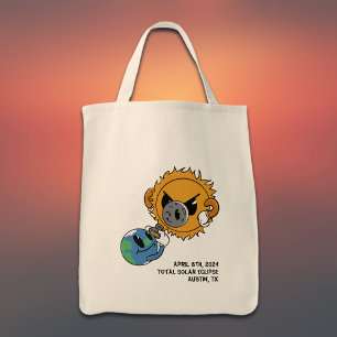  2025 Solar Eclipse Photobomb Personalized Tote Bag