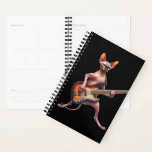 2025 Sphynx Cat Calendar Bass Player Musician  Planner