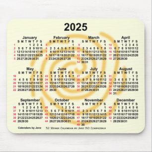 2025 Sunny Days 52 Weeks ISO Calendar by Janz Mouse Pad