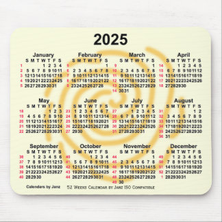 2025 Sunny Days 52 Weeks ISO Calendar by Janz Mouse Pad