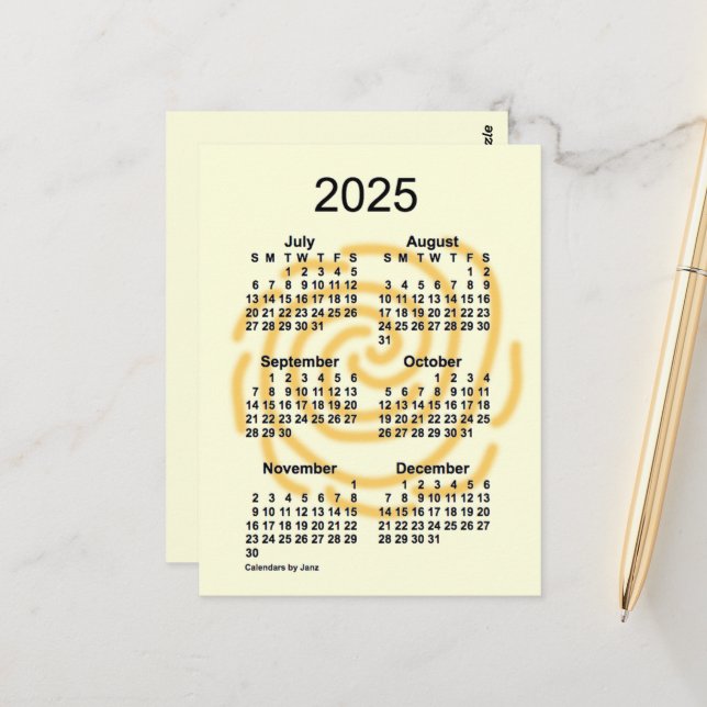 2025 Sunny Days 6 Month Mini Calendar by Janz Postcard (Front/Back In Situ)