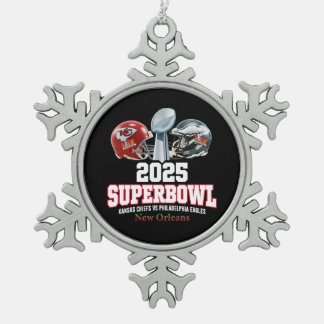 2025 Super Bowl Showdown Snowflake Pewter Christmas Ornament