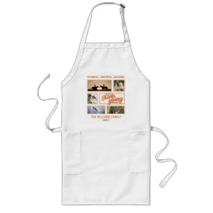 2025 Thanksgiving Photo Collage Family Matching Long Apron